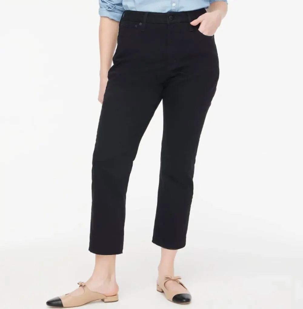 J.Crew Curvy Essential Straight-leg Jean WMNS 26 Black All-day Stretch High Rise